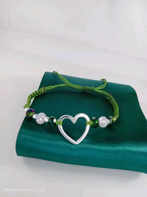 Pulsera Verde Dije Corazón - Imagen 2