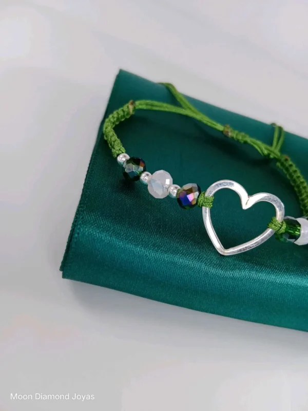Pulsera Verde Dije Corazón - Imagen 4