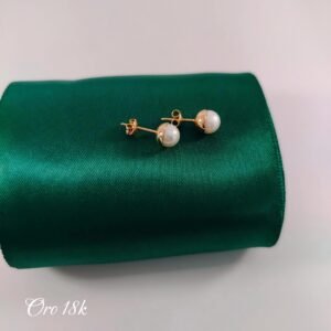 ARETES DE PERLA DEL RÍO ORO 18K