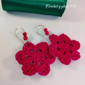 ARETES A CROCHET Y PLATA
